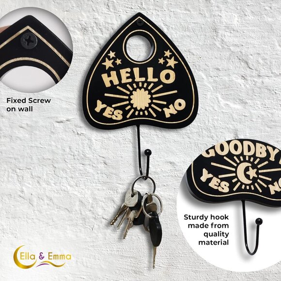 Wall Mounted Coffin-Shaped Key Holder - Gothic Home Decor Wall Hanger with Hook - Picture 4 of 7